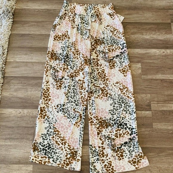 Zac & Rachel knit pants multicolor dots wide leg relax pants size M - Picture 2 of 8